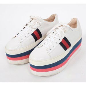 GUCCI platform Peggy sneakers trainers 41 US 11 leather white shoes
